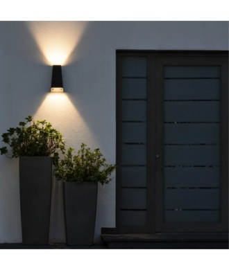 kelvo® FLUX KLV-101-0119 Φωτιστικό Τοίχου - Απλίκα LED 6W 750lm 30° AC 220-240V Αδιάβροχο IP65 Θερμό Λευκό 2700K - Bridgelux COB Chip & TÜV SÜD Driver - Μαύρο Ματ - Μ5 x Π8.5 x Υ17cm - 5 Χρόνια Εγγύηση